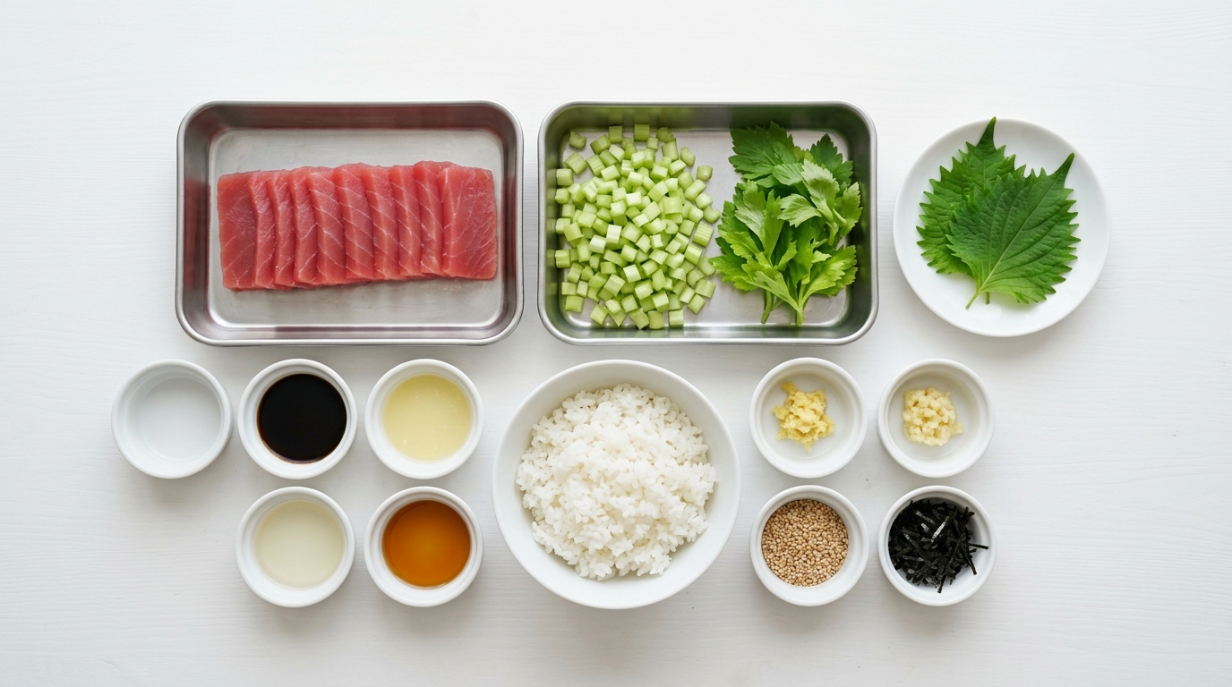 マグロとセロリのさっぱり醤油ダイエット丼（材料）