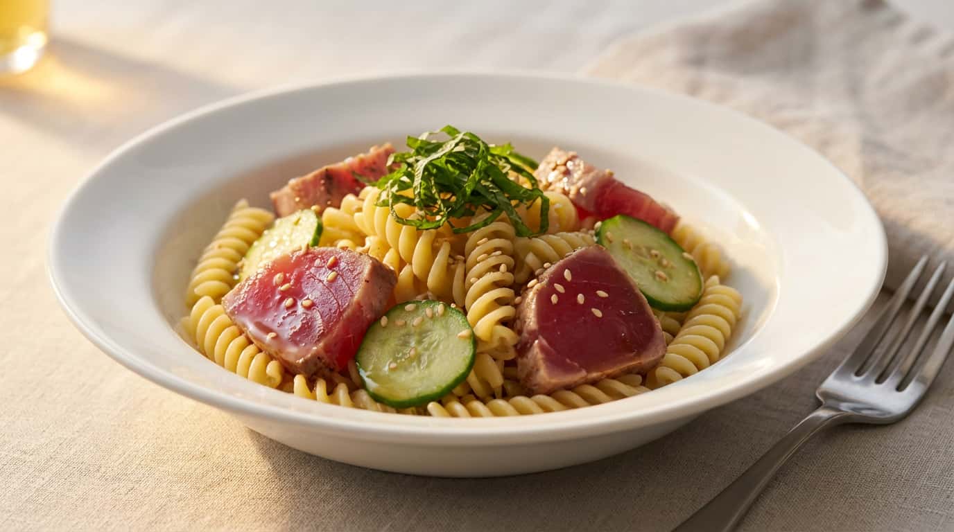 マグロときゅうりの鶏ガラ冷製パスタ（完成イメージ）