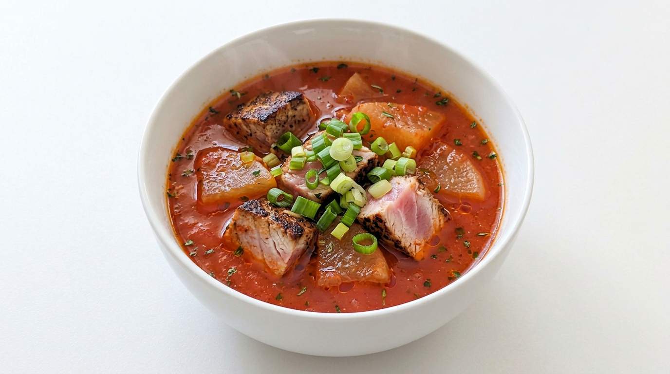 マグロと大根のピリ辛トマトスープ