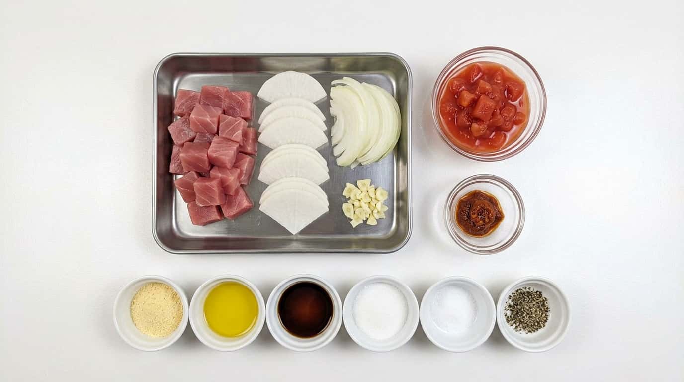 マグロと大根のピリ辛トマトスープ（材料）