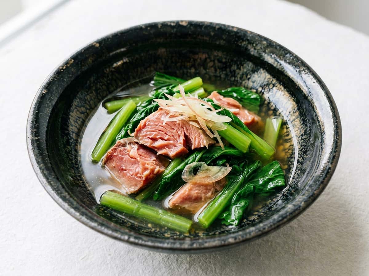 マグロと小松菜の鶏がら煮（10分）