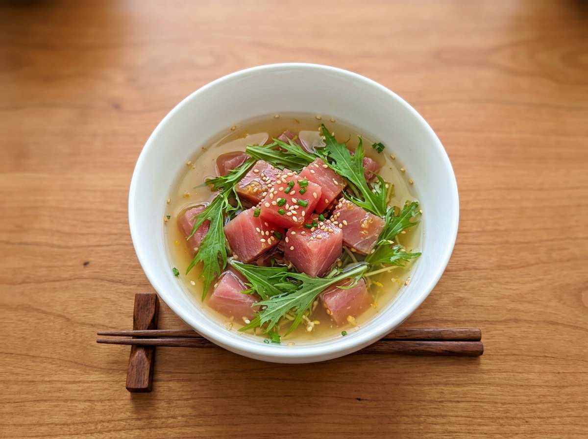 マグロと水菜の白だし漬け