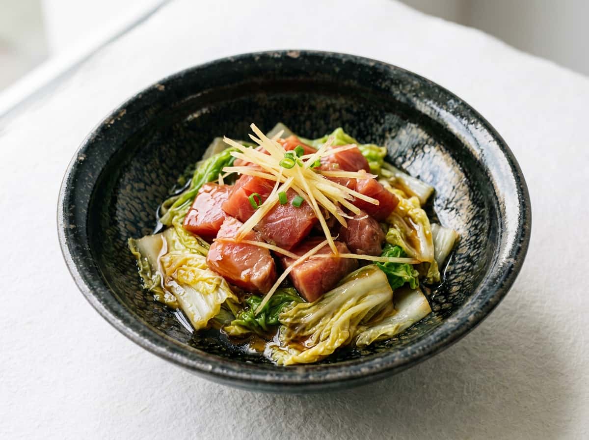 マグロと白菜の醤油蒸し（お弁当用）