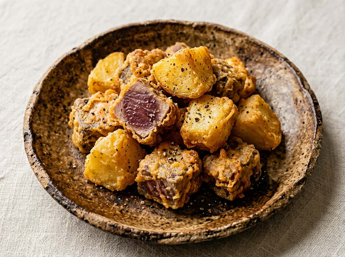 マグロとじゃがいものマヨ衣唐揚げ