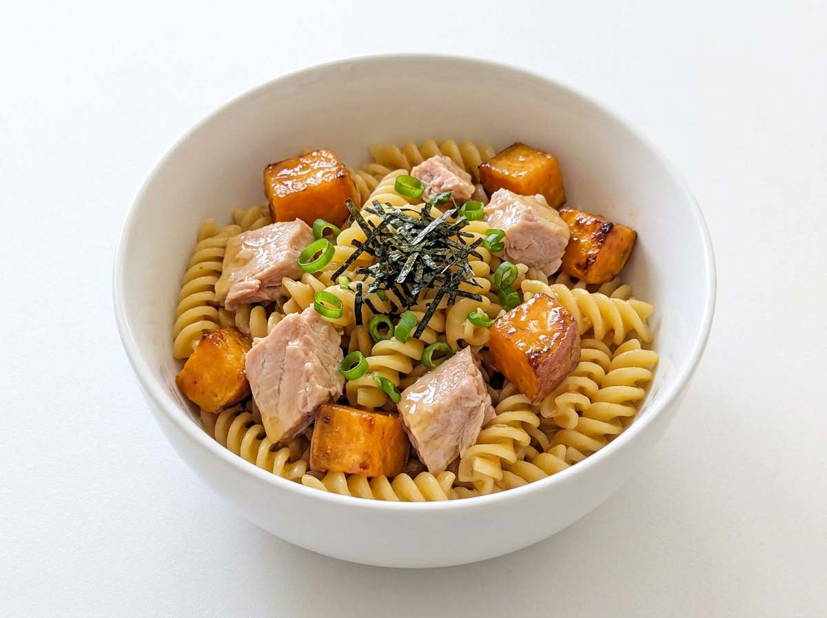 マグロとさつまいもの鶏ガラバターパスタ