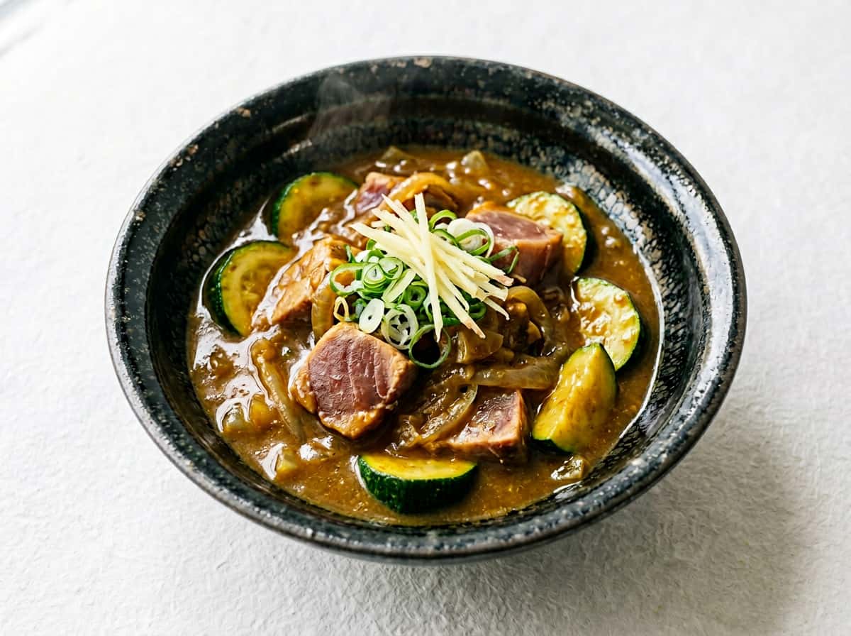 マグロとズッキーニのカレー煮込み